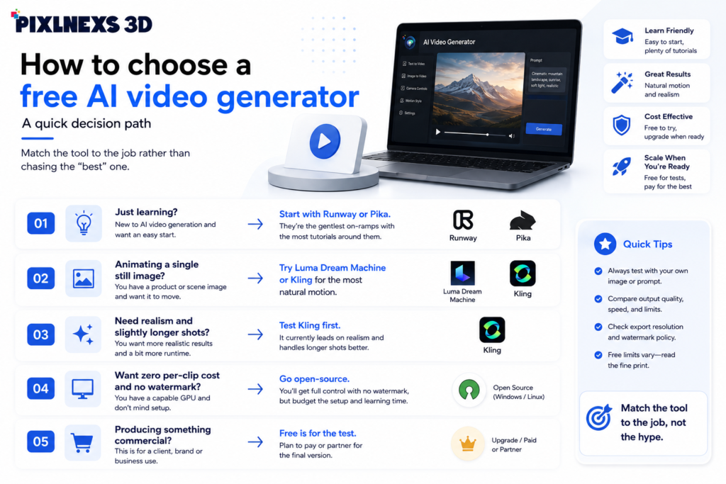 How to choose a free AI video generator (a quick decision path)