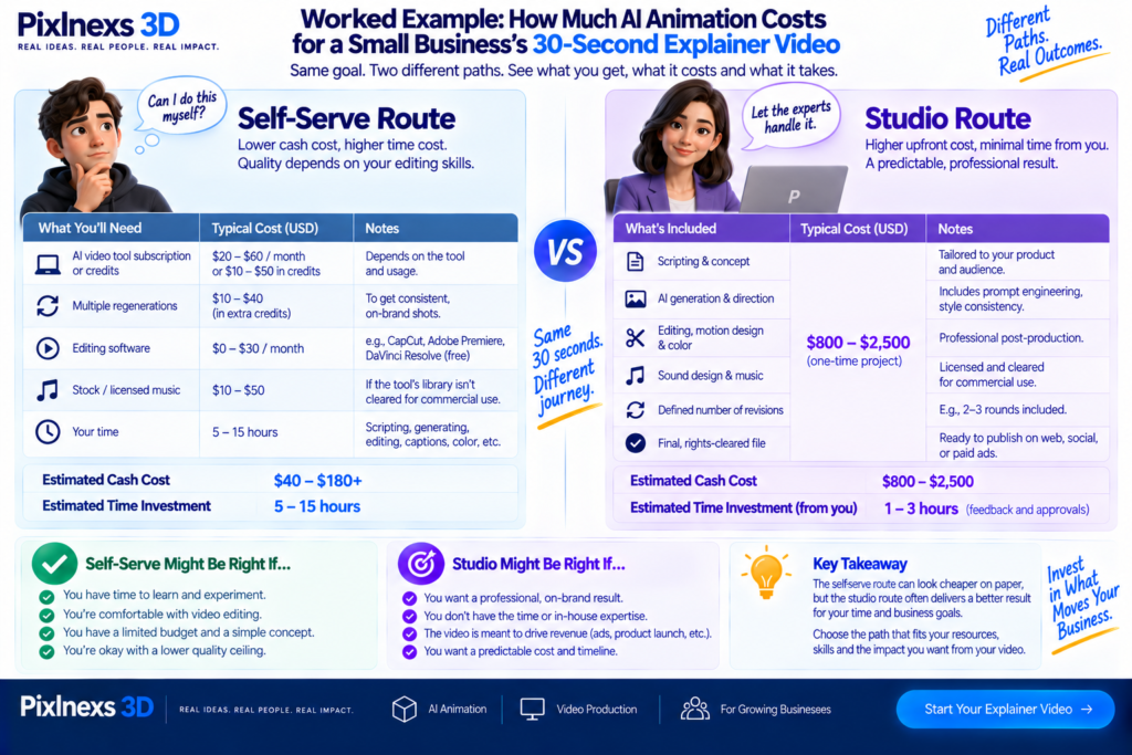 Worked Example: How Much AI Animation Costs for a Small Business's 30-Second Explainer Video

