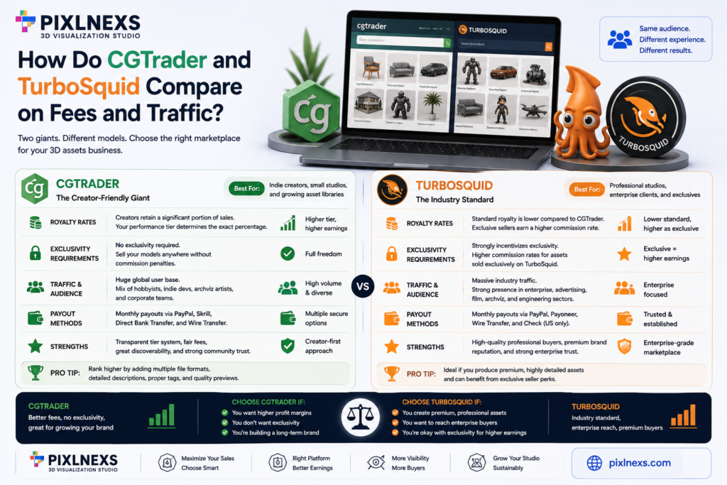How Do CGTrader and TurboSquid Compare on Fees and Traffic
best site to sell 3d model