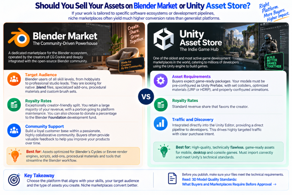 Should You Sell Your Assets on Blender Market or Unity Asset Store?