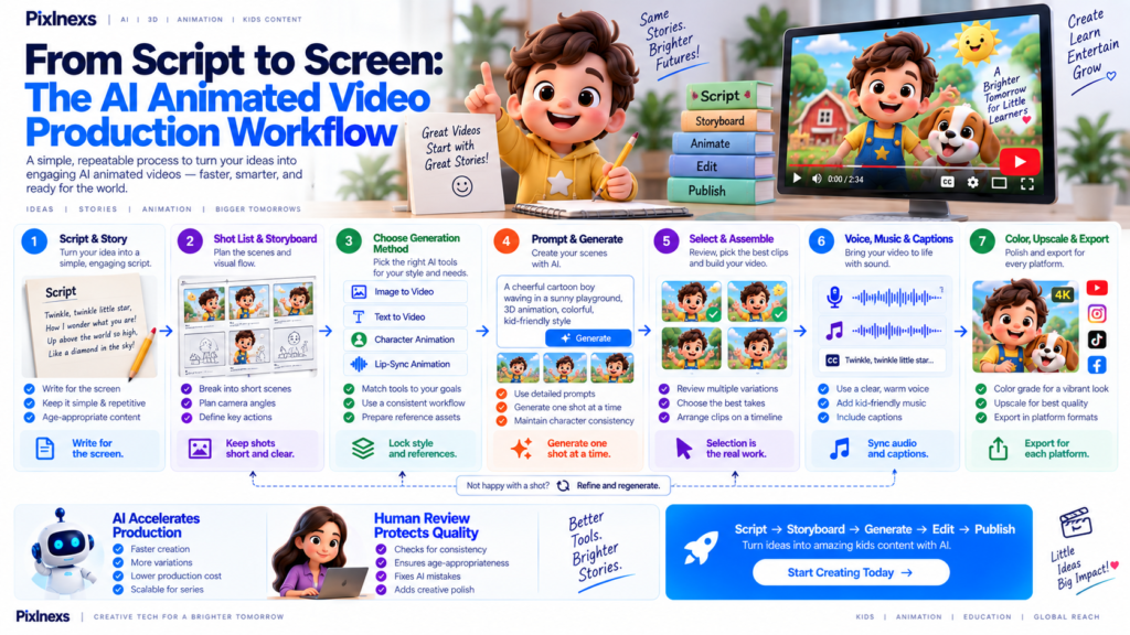 AI animated video production workflow