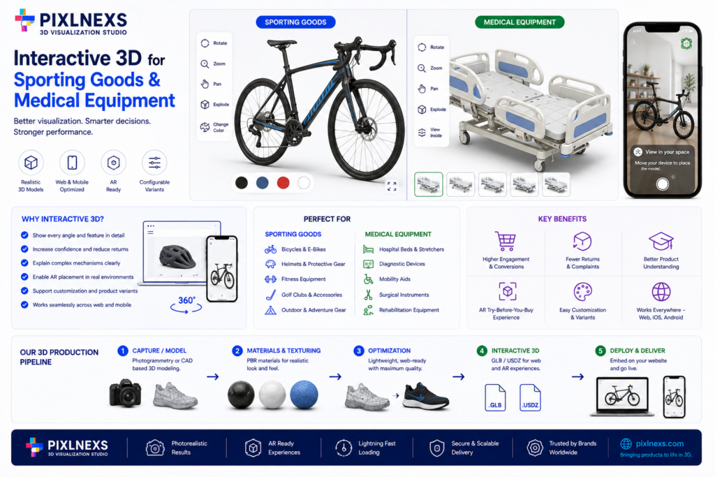 Interactive 3D for Sporting Goods and Medical Equipment