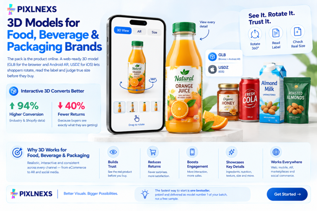 3D models for food and beverage packaging