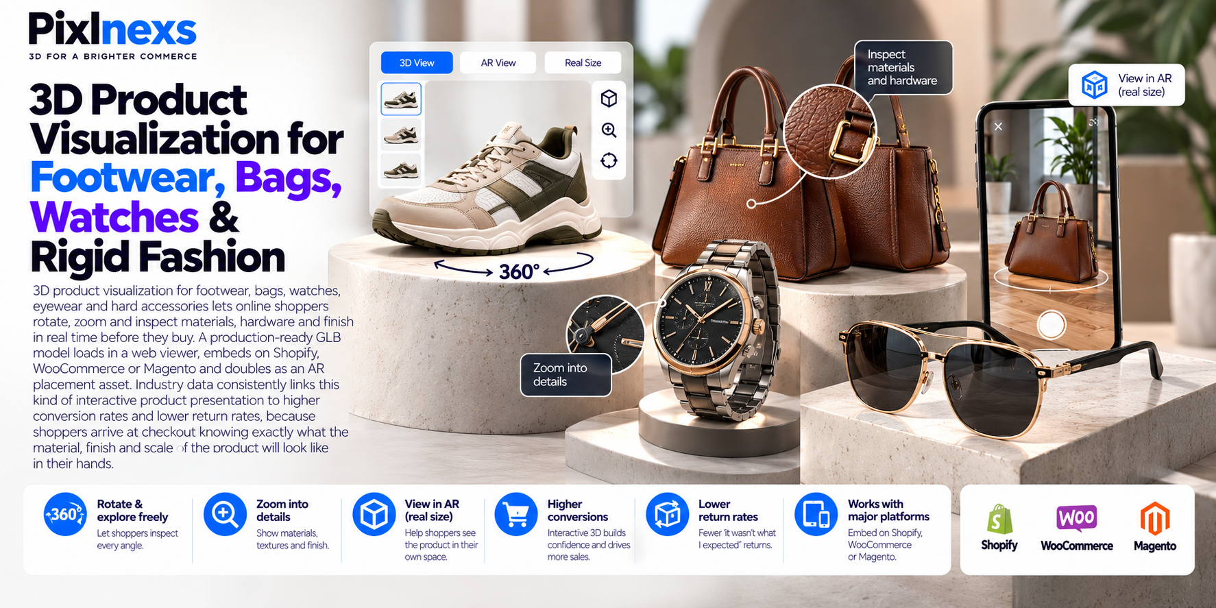3D Product Visualization for Footwear, Bags, Watches & Rigid Fashion