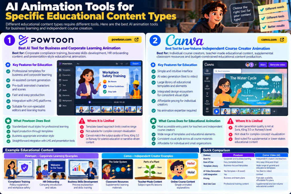 AI Animation Tools for Specific Educational Content Types
