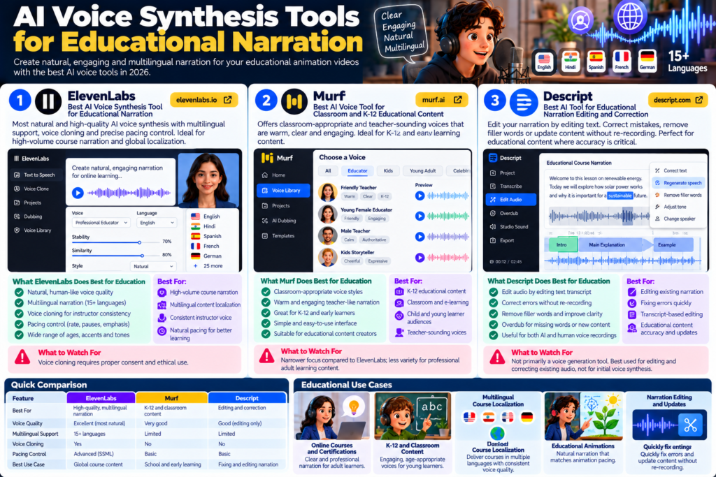AI Voice Synthesis Tools for Educational Narration