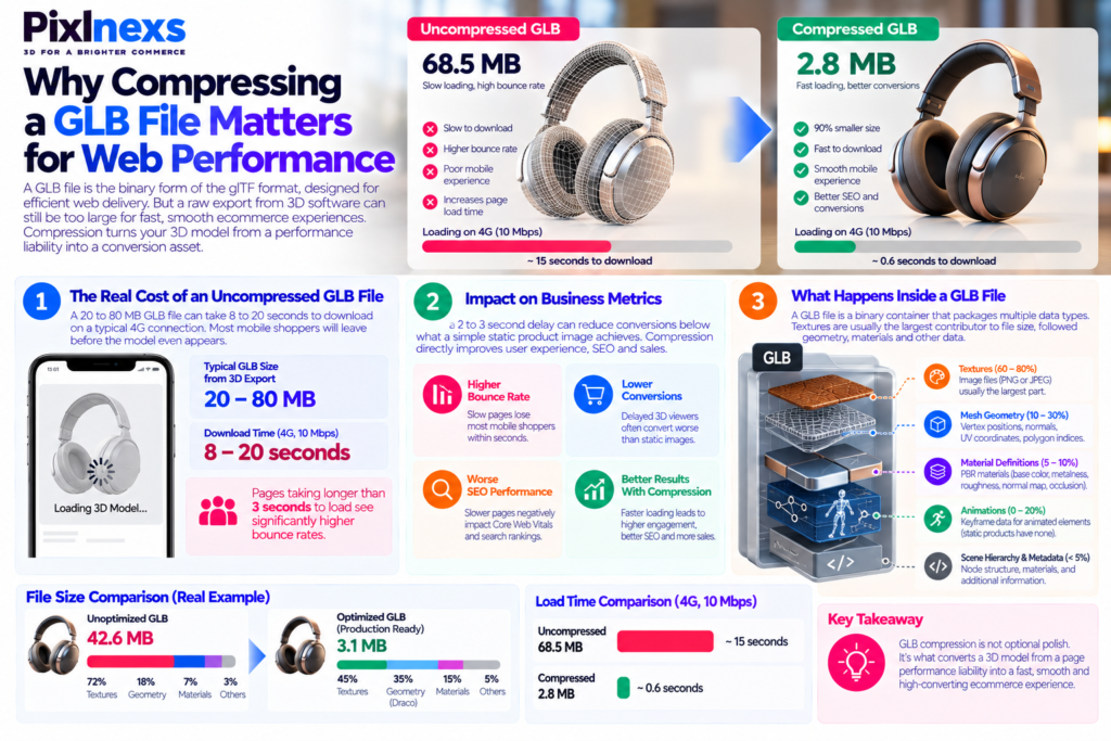 how to compress GLB file without losing quality